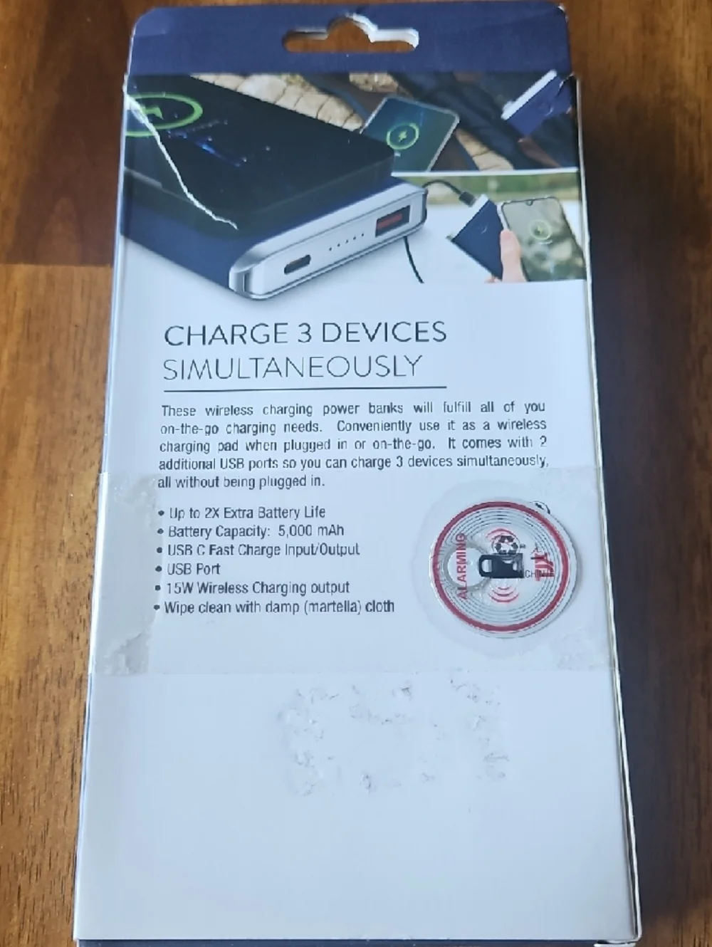 Leather 5K Wireless Charging Power Bank & Pad.